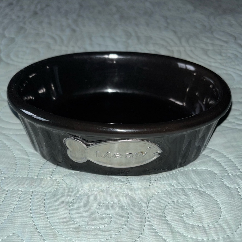 Black Ceramic MEOW Bowl